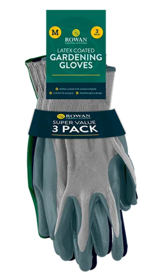 Latex Coated Gardening Gloves 3pk