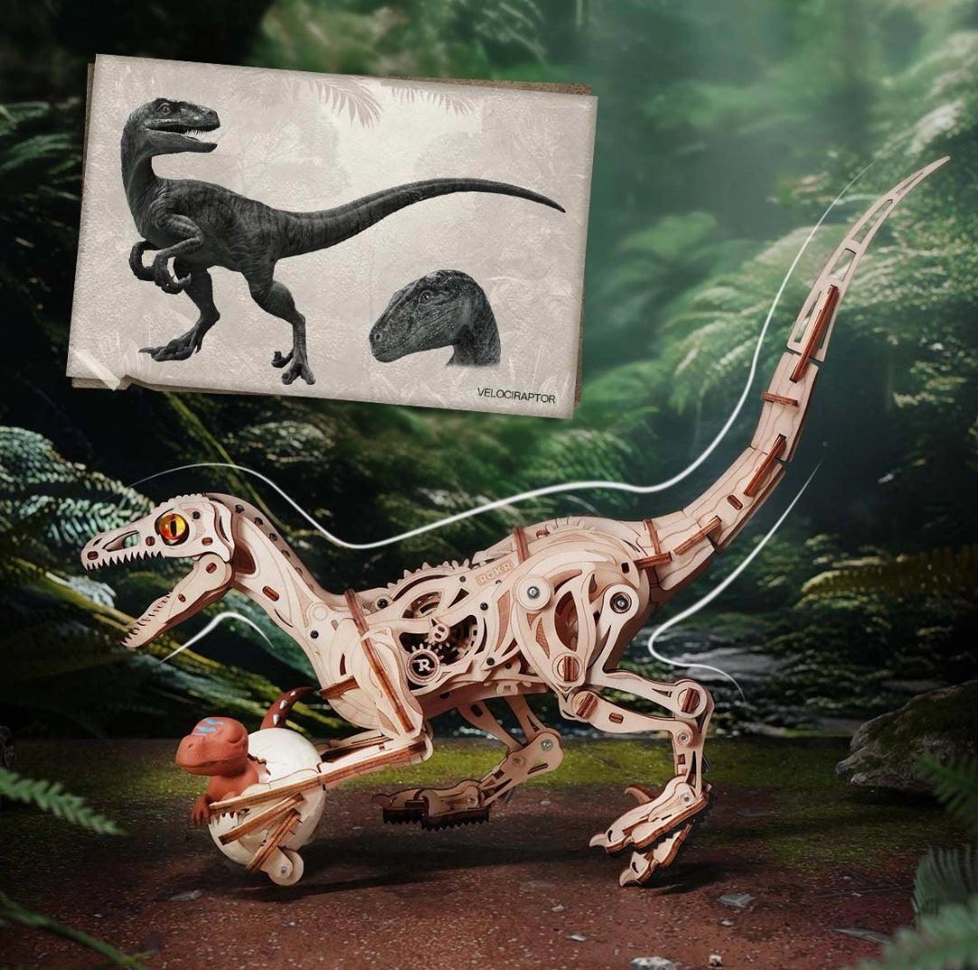 ROKR Velociraptor Wooden Dinosaur 3D Puzzle LD01