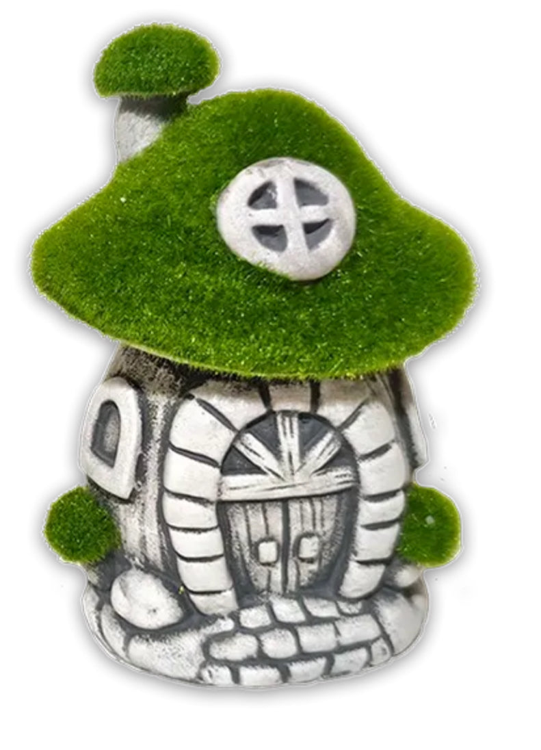 Flocked Mushroom House 13cm