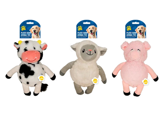 Plush Squeaky Farm Animal Dog Toy