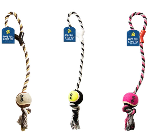 Rope Dog Tugger Toy With Ball