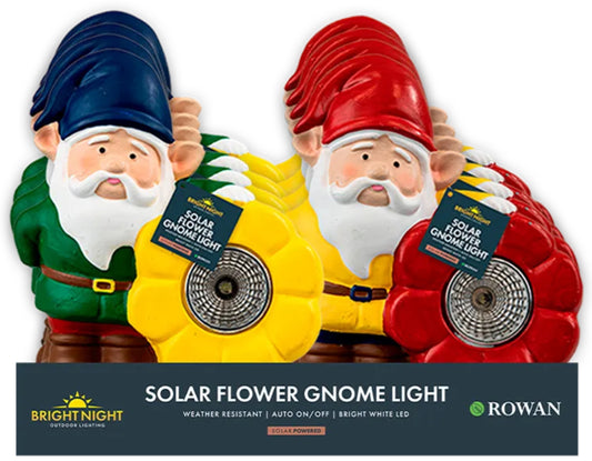 Gnome with Flower Solar Light 15cm