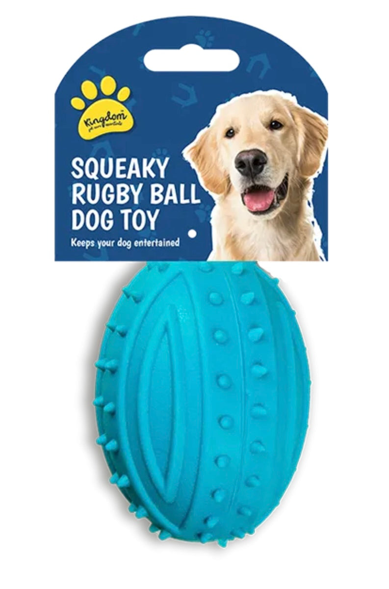 Rubber Squeaky Rugby Ball Dog Toy