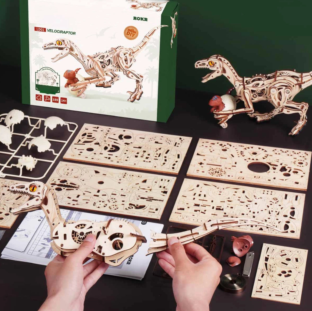 ROKR Velociraptor Wooden Dinosaur 3D Puzzle LD01