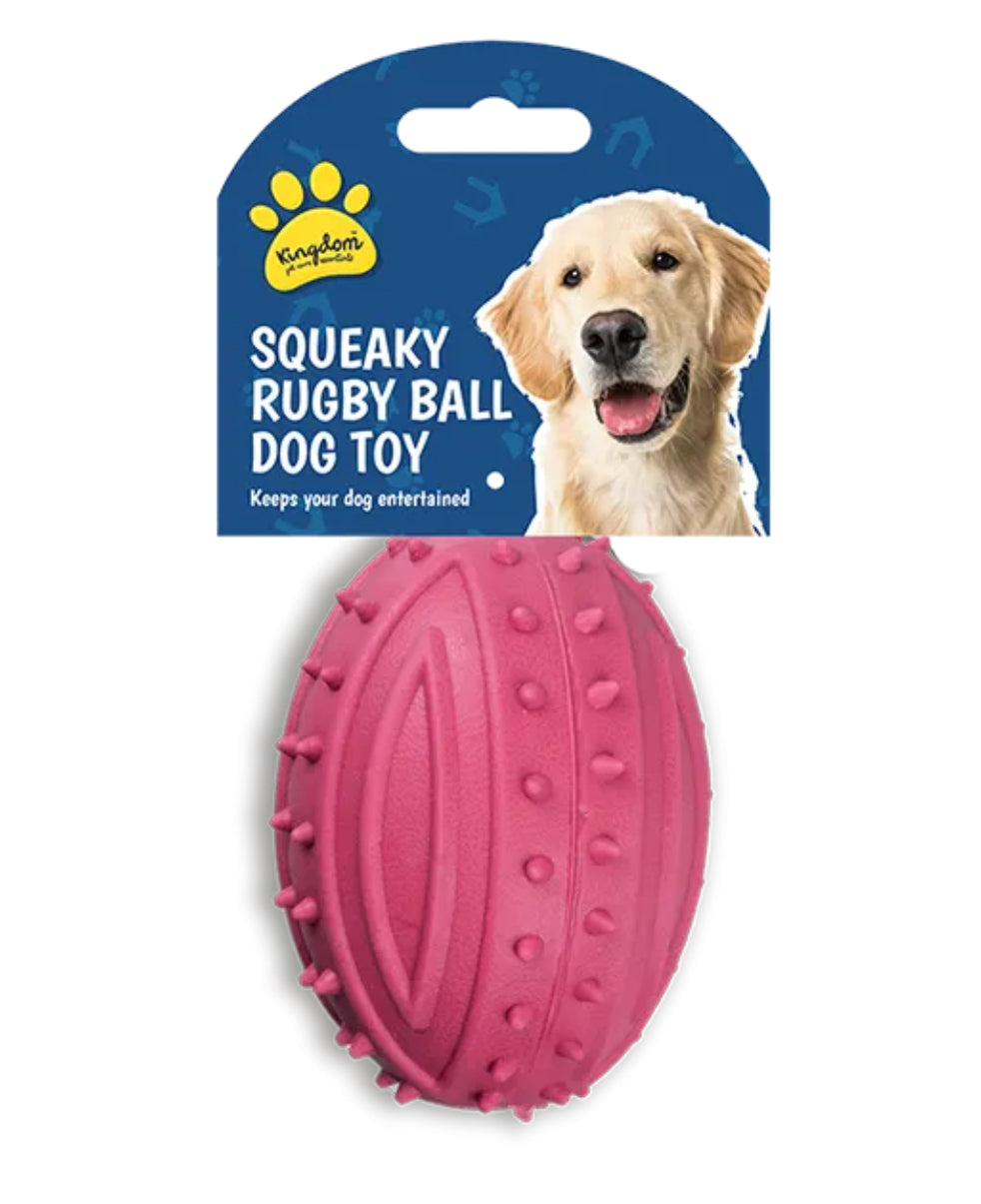 Rubber Squeaky Rugby Ball Dog Toy